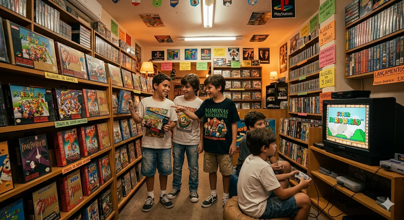 A emoção de alugar jogos na locadora